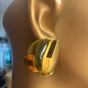 MODERNIST BRUTALIST ABSTRACT ARTIST MADE GOLD TONED STATEMENT EARRINGS